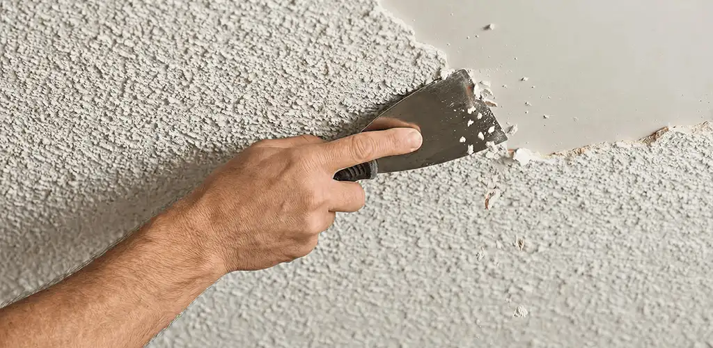 Popcorn ceiling removal scraping off textured ceiling finish in Columbia, MO
