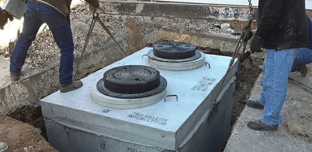 Grease trap installation for a commercial property drainage system in Columbia, MO