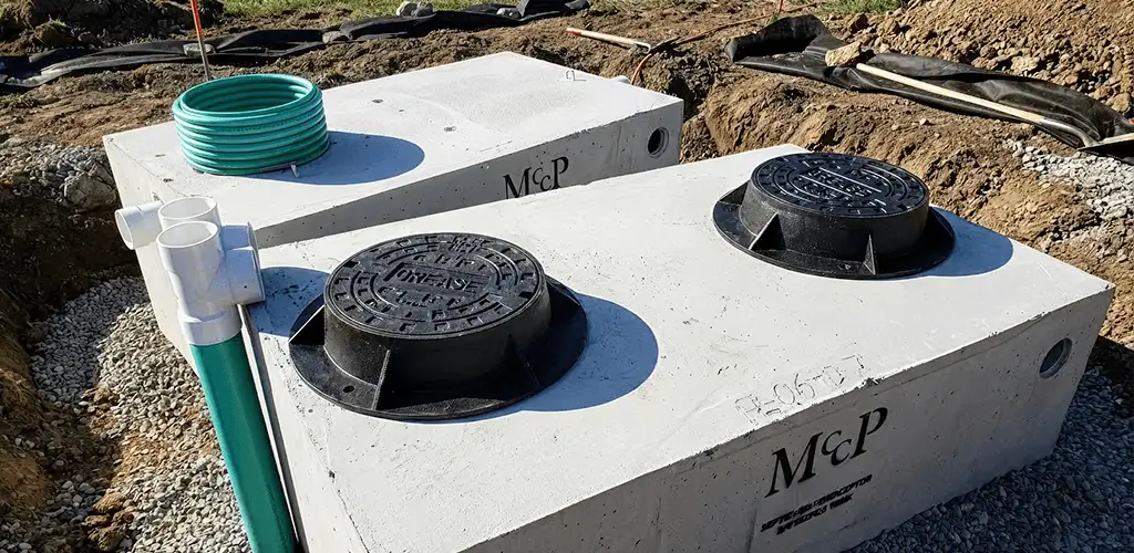 Grease trap installation unit set in place for drainage protection in Columbia, MO