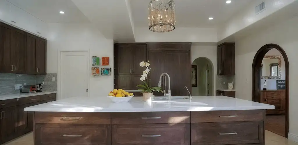 Cabinet refacing project with updated kitchen cabinets and island in Columbia, MO