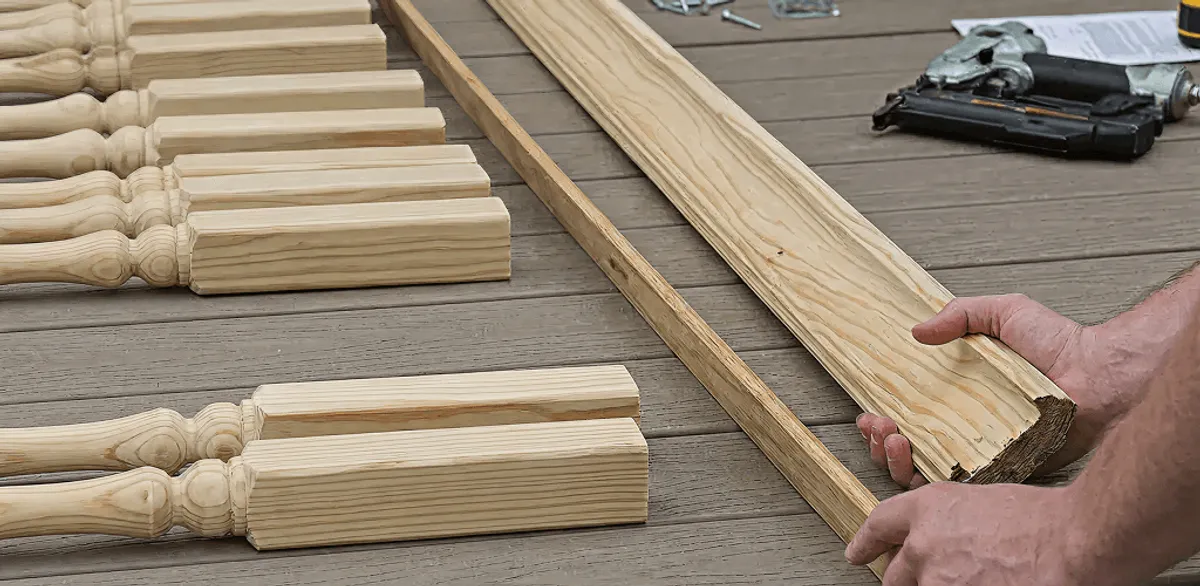 Handrail installation materials and wood components for stair rail work in Columbia, MO